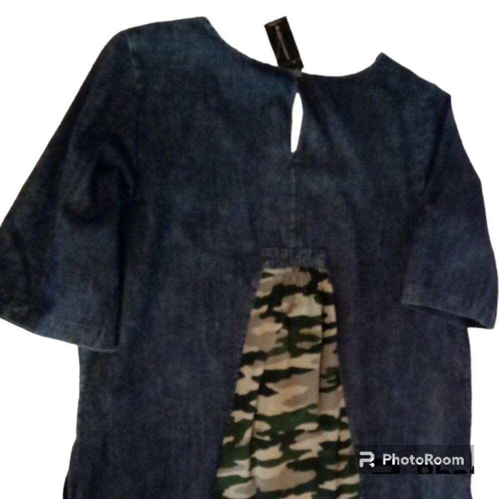 Ashley Stewart chambray/camo dress sz 16 NEW, 1st photo is back side NEW - Picture 5 of 14